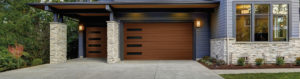 Canyon Ridge Modern Series garage doors with faux wood overlay